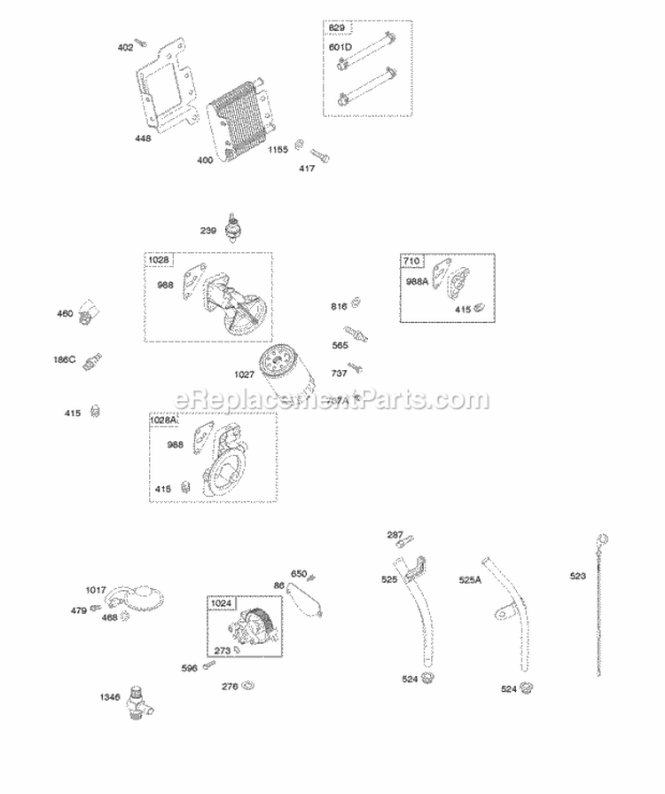 Lubrication Diagram and Parts List for 356447-1217-G1  Briggs and Stratton Engine